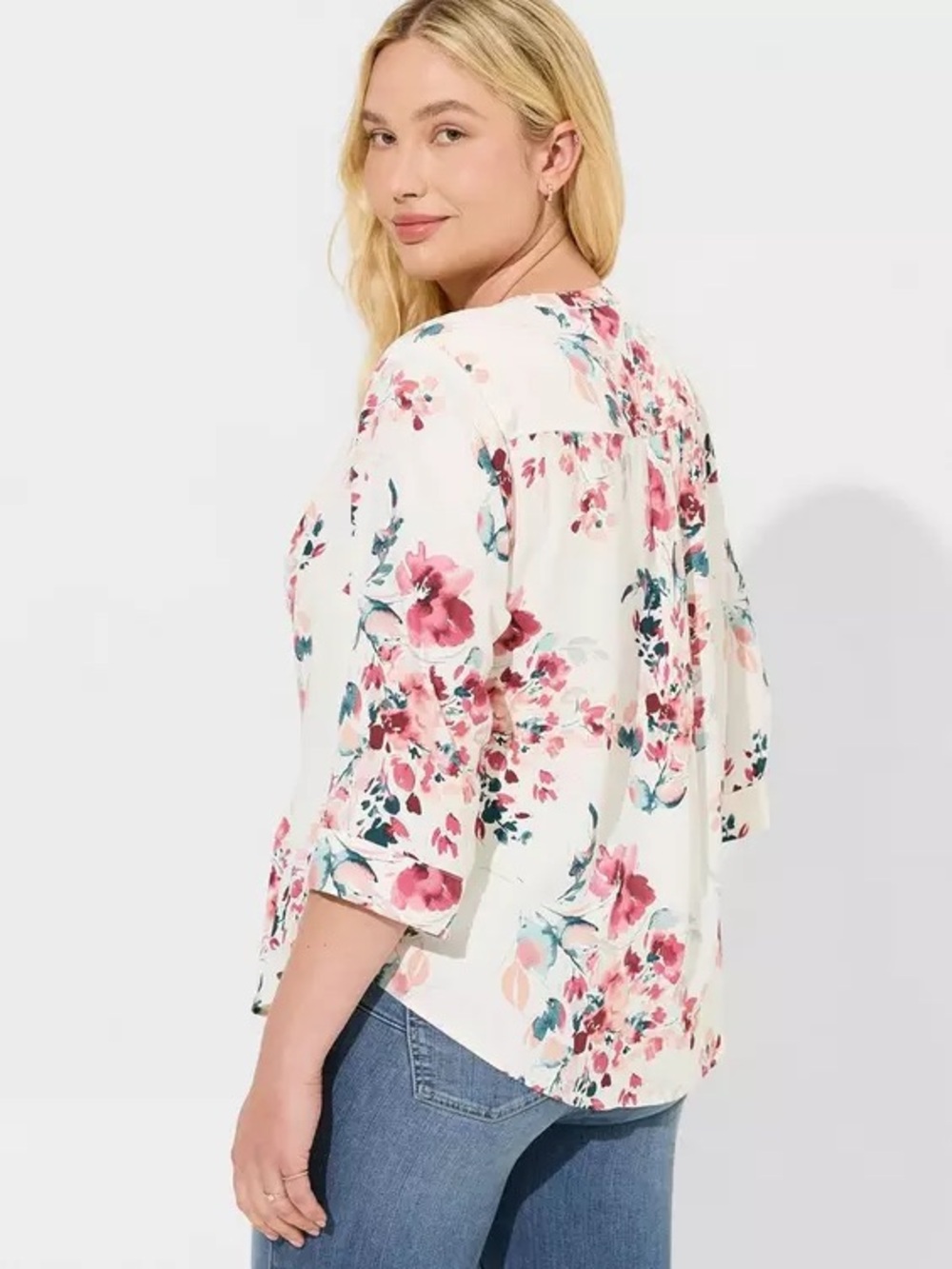 Torrid Harper 3/4 Sleeve Pullover Blouse Pretty Artsy Floral Size 1 - Picture 12 of 15